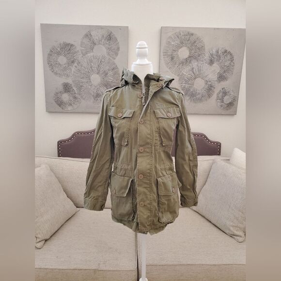 🦋 J. CREW 🦋 Military Fatigue Boyfriend Utility Hooded Jacket - [XS, Green] - Picture 5 of 16